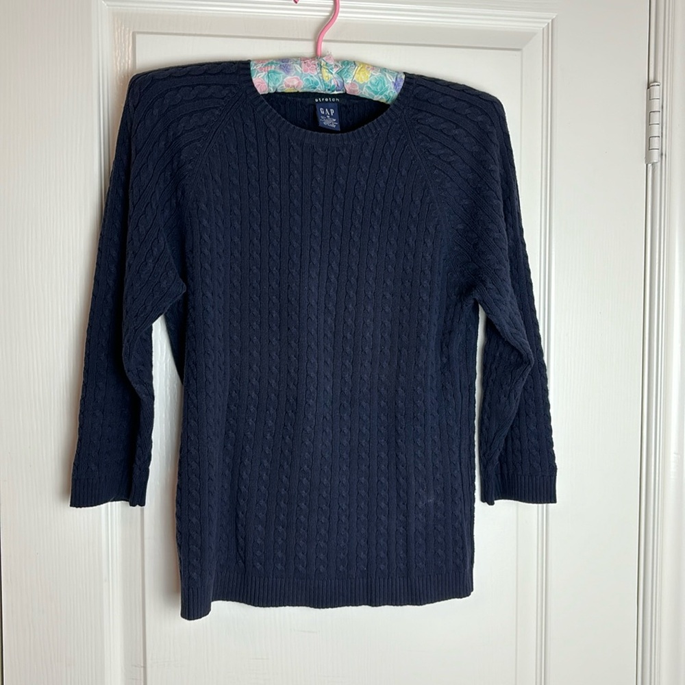 Gap Vintage Sweater Size M Navy Preppy Crewneck